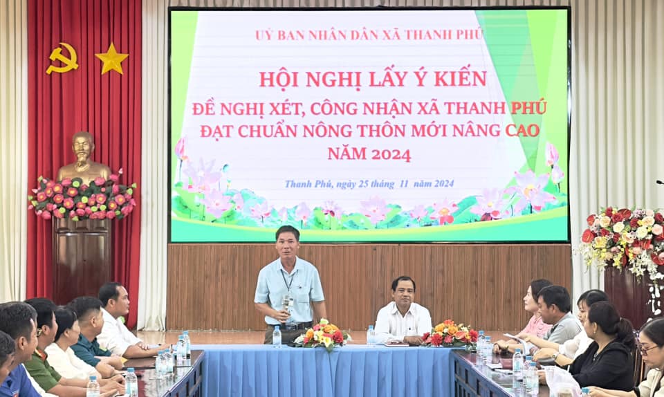 XÃ THANH PHÚ TỔ CHỨC HỘI NGHỊ LẤY Ý KIẾN ĐỀ NGHỊ XÉT, CÔNG NHẬN XÃ THANH PHÚ ĐẠT CHUẨN NÔNG THÔN MỚI NÂNG CAO NĂM 2024